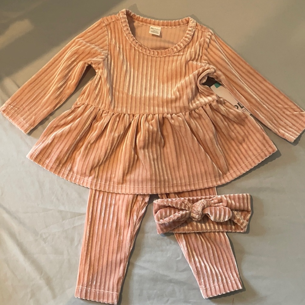 3 piece set pink velour
